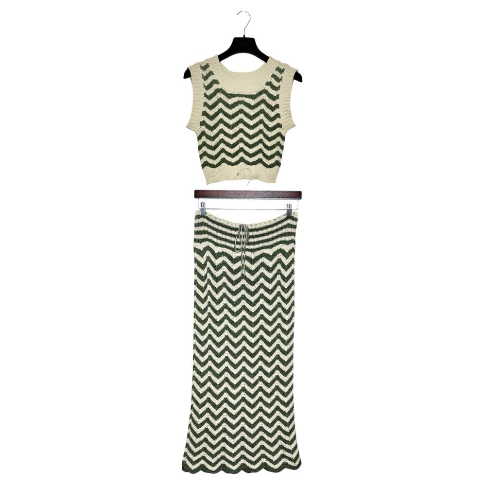 Agua Bendita Crochet Emory Crop Top & Mira Ete Skirt Set Chevron M/L - Picture 3 of 9